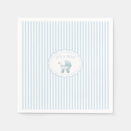 Cute Blue Stroller Doodle Baby Boy Shower Serviette (Vorderseite)