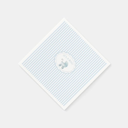 Cute Blue Stroller Doodle Baby Boy Shower Serviette (Ecke)