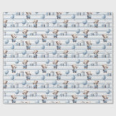 Cute Blue Teddy Bear Birthday Party Gift Geschenkpapier (Flach)