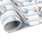 Cute Blue Teddy Bear Birthday Party Gift Geschenkpapier (Rolleneckpunkt)