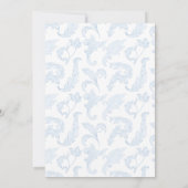 Cute Blue Toile Frame Bow Baby Boy Shower Einladung (Rückseite)