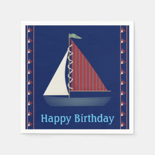 Cute Blue Toy Sailboat Serviette