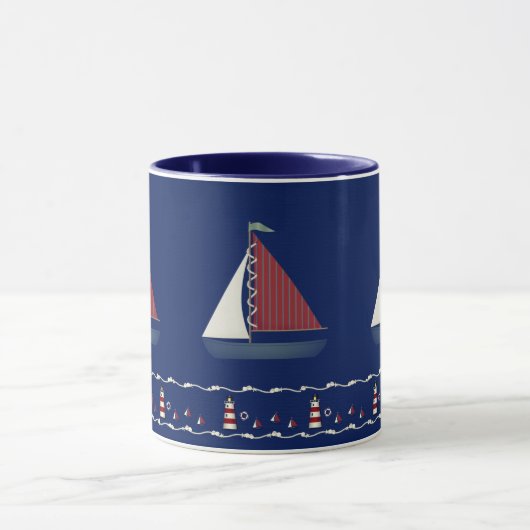 Cute Blue Toy Sailboat Tasse (Zentrum)