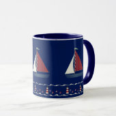Cute Blue Toy Sailboat Tasse (VorderseiteRechts)