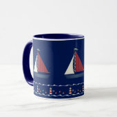 Cute Blue Toy Sailboat Tasse (Vorderseite Links)