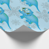 Cute Blue Triceratops Dinosaur Christmas Kids Geschenkpapier (Ecke)