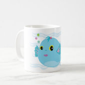 Cute Blue Tropical Fish Pink Fins Kaffeetasse (Vorderseite Links)