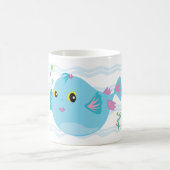 Cute Blue Tropical Fish Pink Fins Kaffeetasse (Mittel)