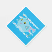 Cute Blue Tropical Fish Pink Fins Serviette (Ecke)