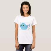 Cute Blue Tropical Fish Pink Fins T-Shirt (Vorne ganz)