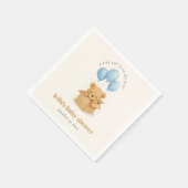 Cute Blue Watercolor Balloon Bear Boy Baby Shower Serviette (Ecke)