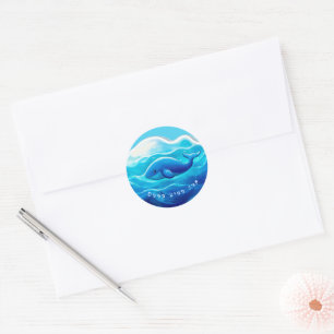 Cute Blue Whale Runder Aufkleber