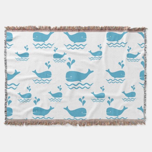 Cute Blue Whale Seamless Ocean Pattern (1) Decke (Vorderseite)