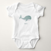 Cute Blue Whale with Personalized Name Baby Strampler (Vorderseite)