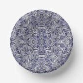Cute blue white paisley patterns design pappteller (Vorderseite)