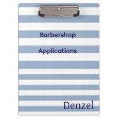 Cute Blue & White Stripe Barbershop Clipboard Klemmbrett (Vorderseite)