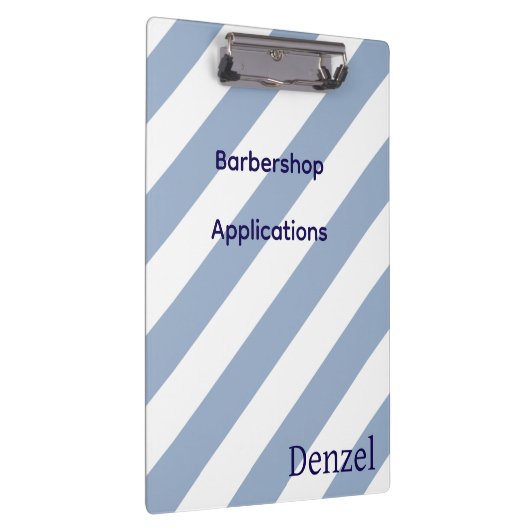 Cute Blue & White Stripe Barbershop Clipboard Klemmbrett (Rechts)