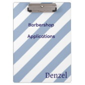 Cute Blue & White Stripe Barbershop Clipboard Klemmbrett (Vorderseite)