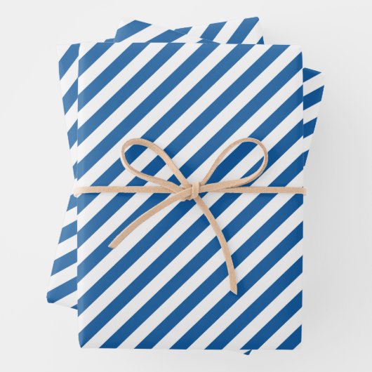 Cute blue white stripe pattern tiled geschenkpapier set (Beispiel)