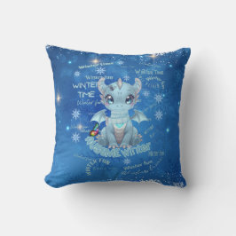 Cute Blue Winter Dragon – Magical Snowflake Kissen