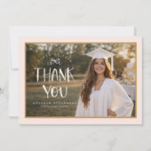 Cute Blush Pink Gold Photo Graduation Dankeskarte (Vorderseite)