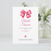 cute blush pinky bow bridal shower invitation dankeskarte (Stehend Vorderseite)