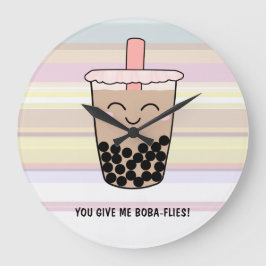 Cute Boba Milk Tea Pun Acrylic Wall Clock Große Wanduhr
