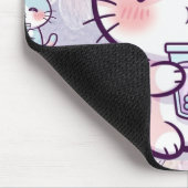 Cute Boba Tea Kitten Mousepad - Aesthetic Pastel F (Ecke)