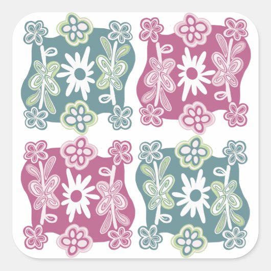 Cute Bohemfloral Style Quadratischer Aufkleber (Vorderseite)
