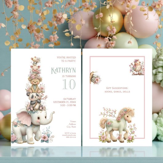 Cute Boho Animal Birthday Party Einladung