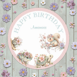 Cute Boho Animal Birthday Party Runder Aufkleber