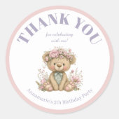 Cute Boho Animal Birthday Party Runder Aufkleber (Vorderseite)