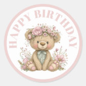 Cute Boho Animal Birthday Party Runder Aufkleber (Vorderseite)
