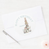 Cute Boho Animal Birthday Party Runder Aufkleber (Umschlag)