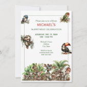 Cute Boho Baby Safari Birthday Party Einladung (Vorderseite)