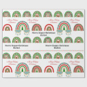 Cute Boho Christmas Rainbow Plaid Leopard Holiday Geschenkpapier (Flach)