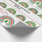 Cute Boho Christmas Rainbow Plaid Leopard Holiday Geschenkpapier (Ecke)