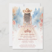 Cute Boho Cowgirl Charming Quinceañera with Einladung (Vorderseite)