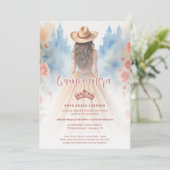 Cute Boho Cowgirl Charming Quinceañera with Einladung (Stehend Vorderseite)