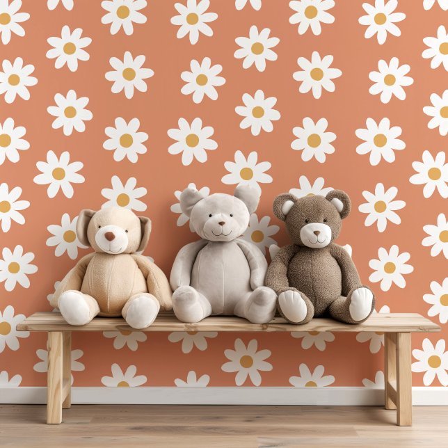 Cute Boho Daisies bearbeitbare Hintergrundfarbe Tapete (Von Creator hochgeladen)