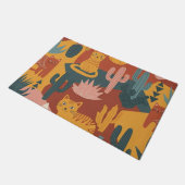 Cute Boho Desert Cats Cactus Succulent Pattern Fußmatte (Schrägansicht)