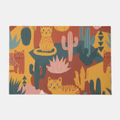 Cute Boho Desert Cats Cactus Succulent Pattern Fußmatte (Vorderseite)