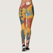 Cute Boho Desert Cats Cactus Succulent Pattern Leggings (Rückseite)