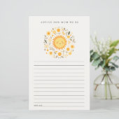 Cute Boho Floral Sun Advice For Mum Baby Shower (Stehend Vorderseite)