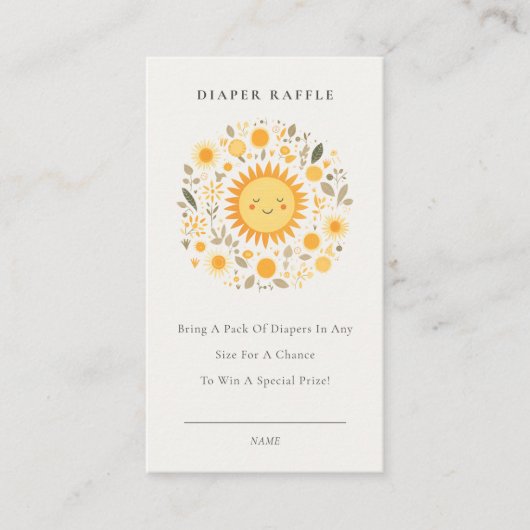 Cute Boho Floral Sun Diaper Raffle Baby Shower Begleitkarte (Vorderseite)