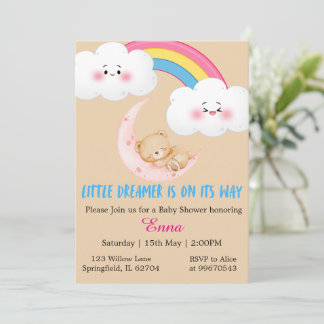 Cute Boho Little Dreamer Baby Shower Invitation  Karte