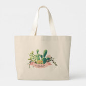 Cute Boho Personalized Name Cactus Trendy Graphic Jumbo Stoffbeutel (Rückseite)