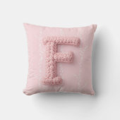 Cute boho pink crocheted letter F Round Pillow Kissen (Vorderseite)