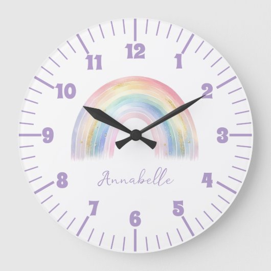 Cute Boho Rainbow Girl Große Wanduhr (Vorderseite)