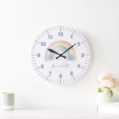 Cute Boho Rainbow Girl Große Wanduhr (Zuhause)
